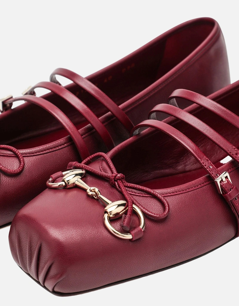 Gucci レザー ホースビットディテール バレエシューズ (すべての新品