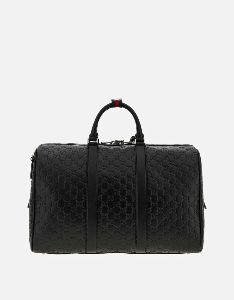 Gucci メンズ レザーエンボスエンブレム トラベルバッグ () IFCHIC.COM