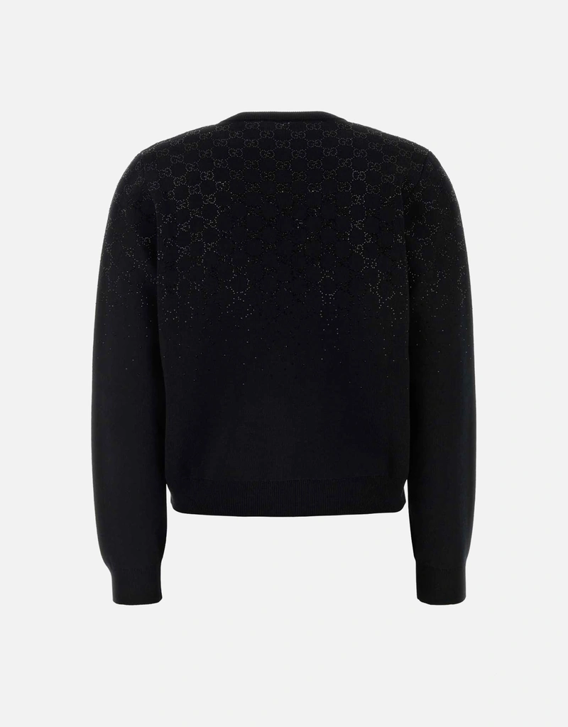 Gucci ファインウールグラデーションGGクリスタル長袖カーディガン
