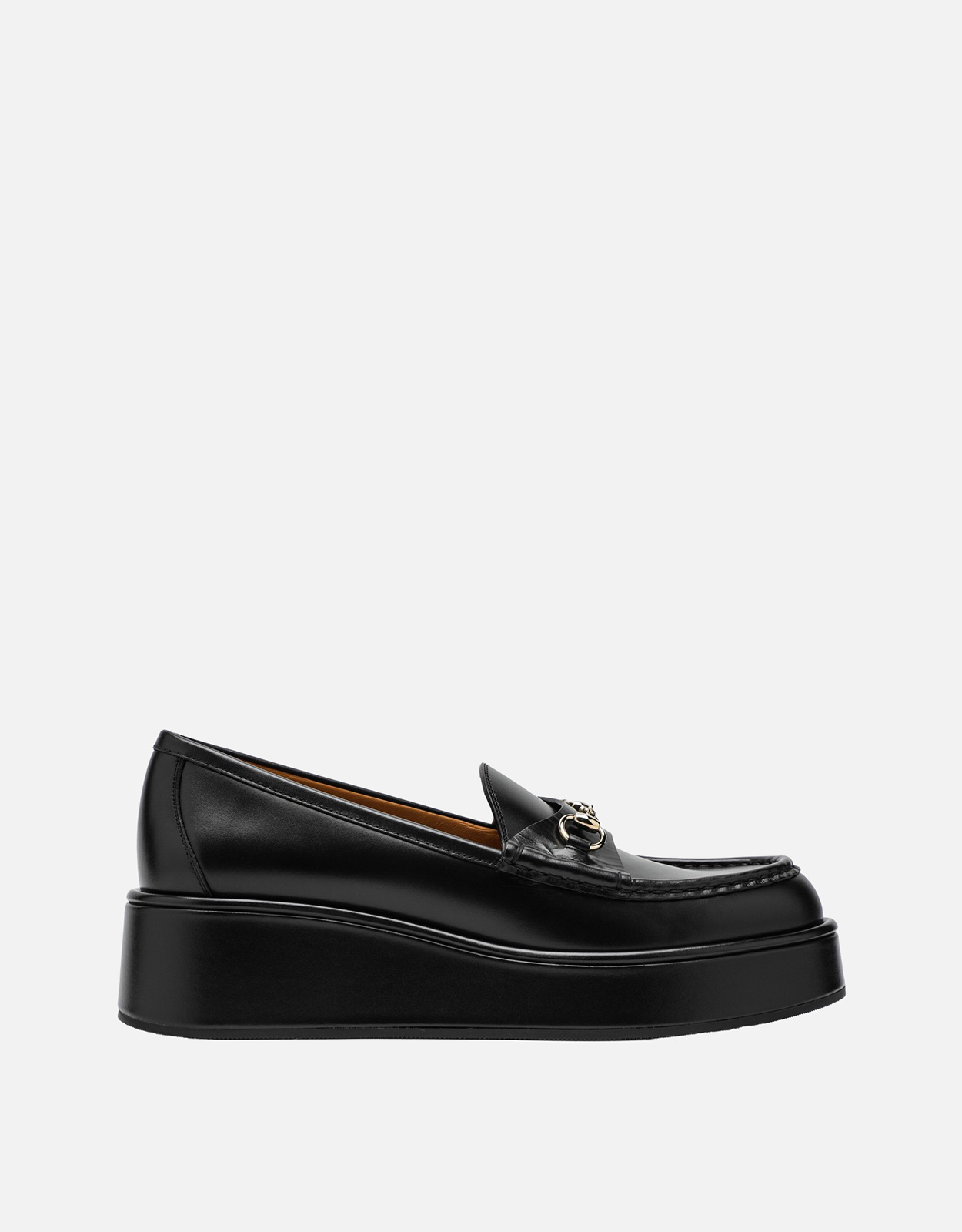 【お値下げ/新品未使用】GUCCI ブラック ローファー 箱・保存袋付き Gucci ブラックレザープラットフォームローファー (すべての新品