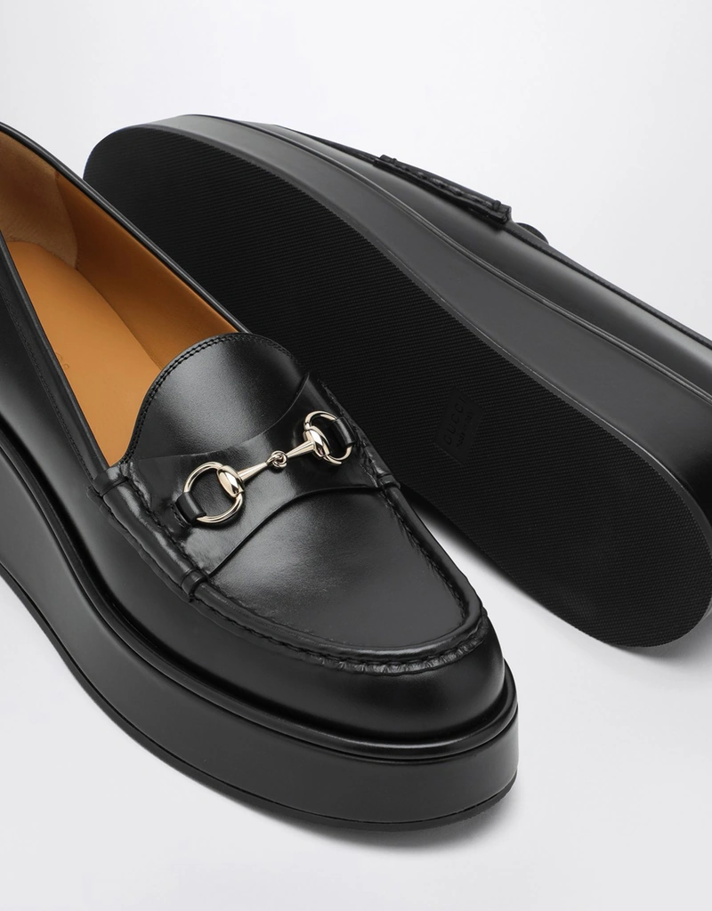 Gucci ブラックレザープラットフォームローファー (すべての新品