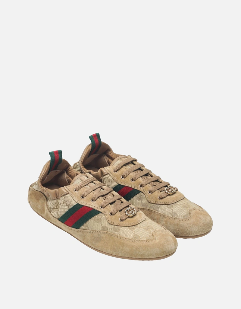 Gucci シフト ベージュ スエード スニーカー (すべての新品) IFCHIC.COM