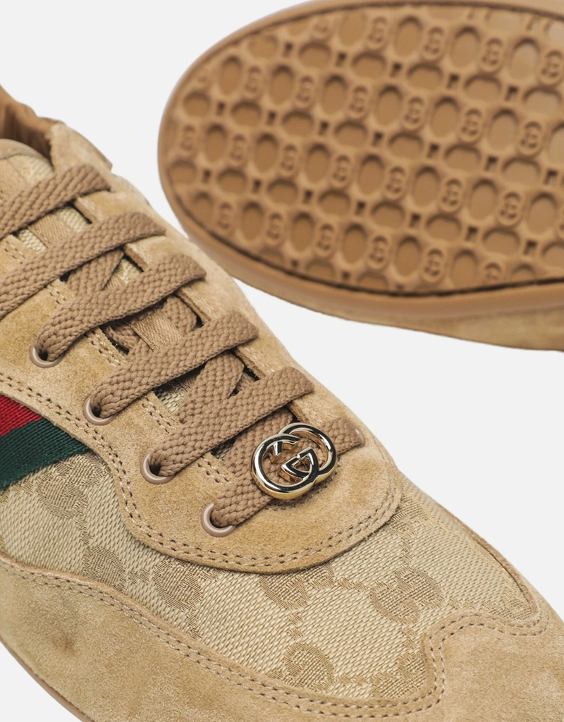 Gucci シフト ベージュ スエード スニーカー (すべての新品) IFCHIC.COM