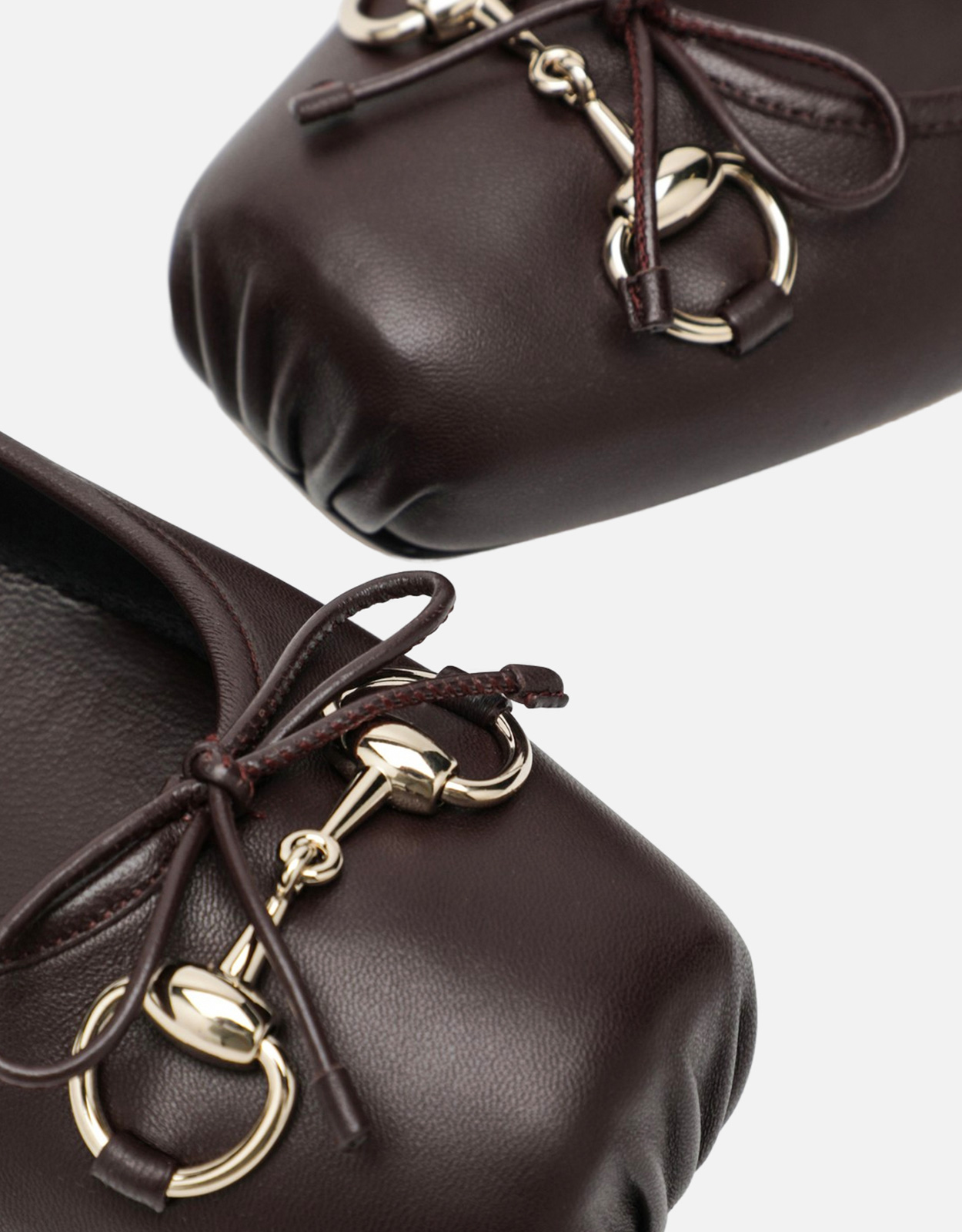 Gucci ダークブラウンレザーホースビットディテール付きミュール