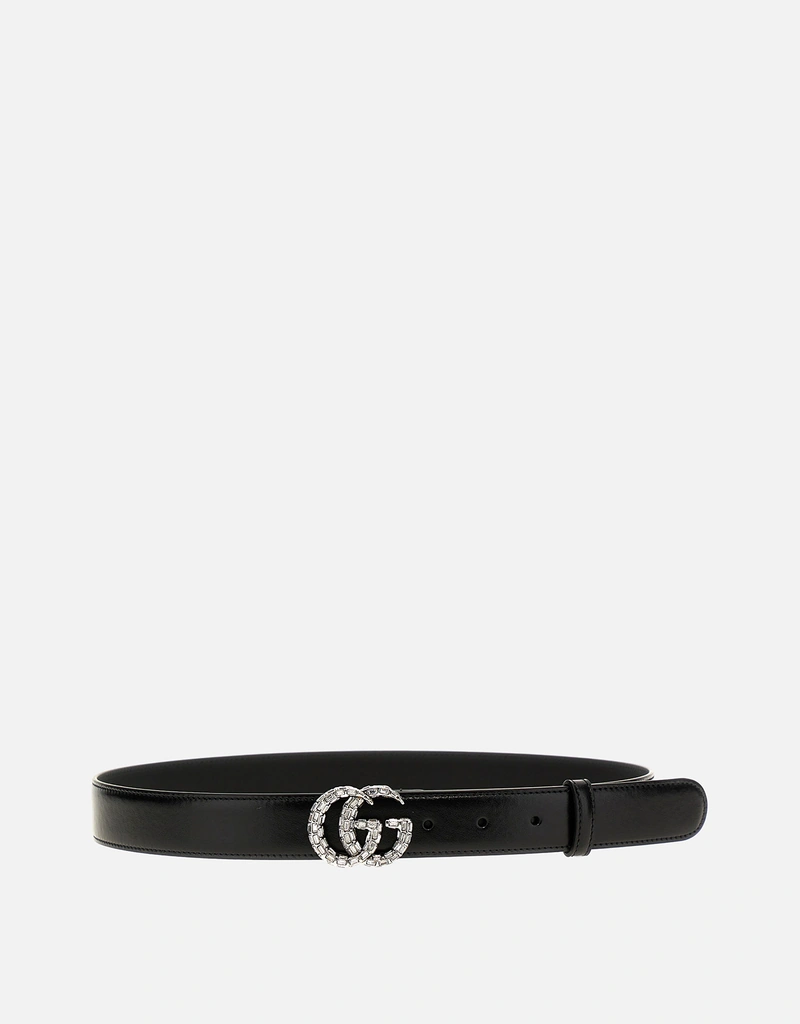 Gucci GGマーモント レザー細ベルト クリスタル付き () IFCHIC.COM