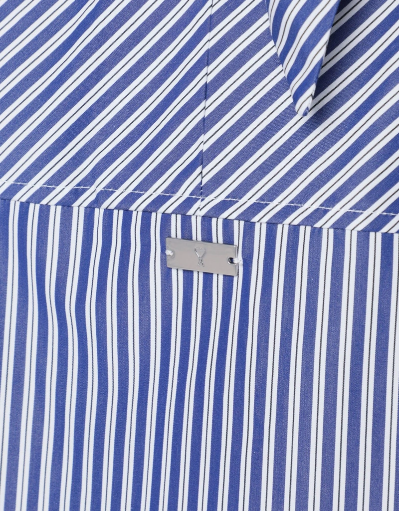 AMI Paris スカーフ付きブルーストライプコットンシャツ (トップス