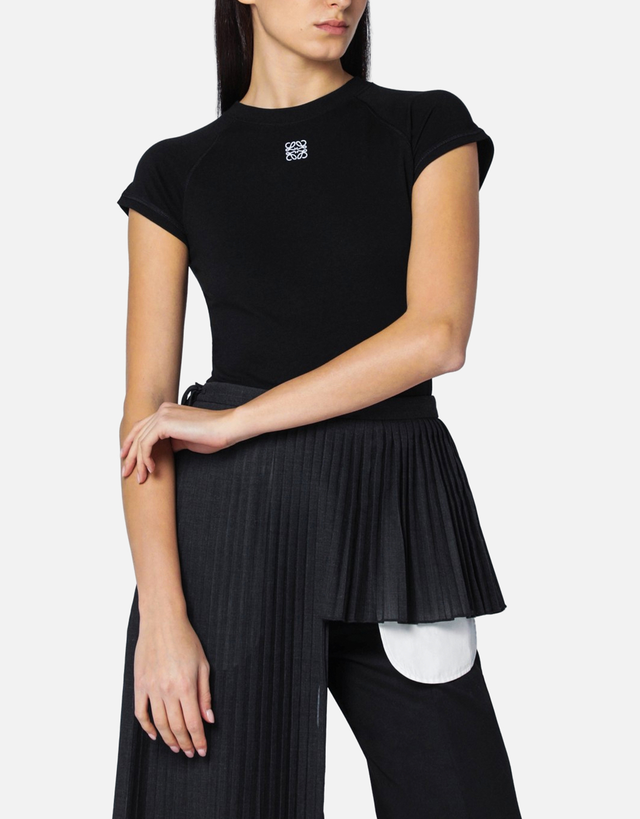 LOEWE Loewe Black small-fit cotton-blend T-shirt　ロエベ ブラック スモールフィット コットンブレンド T シャツ