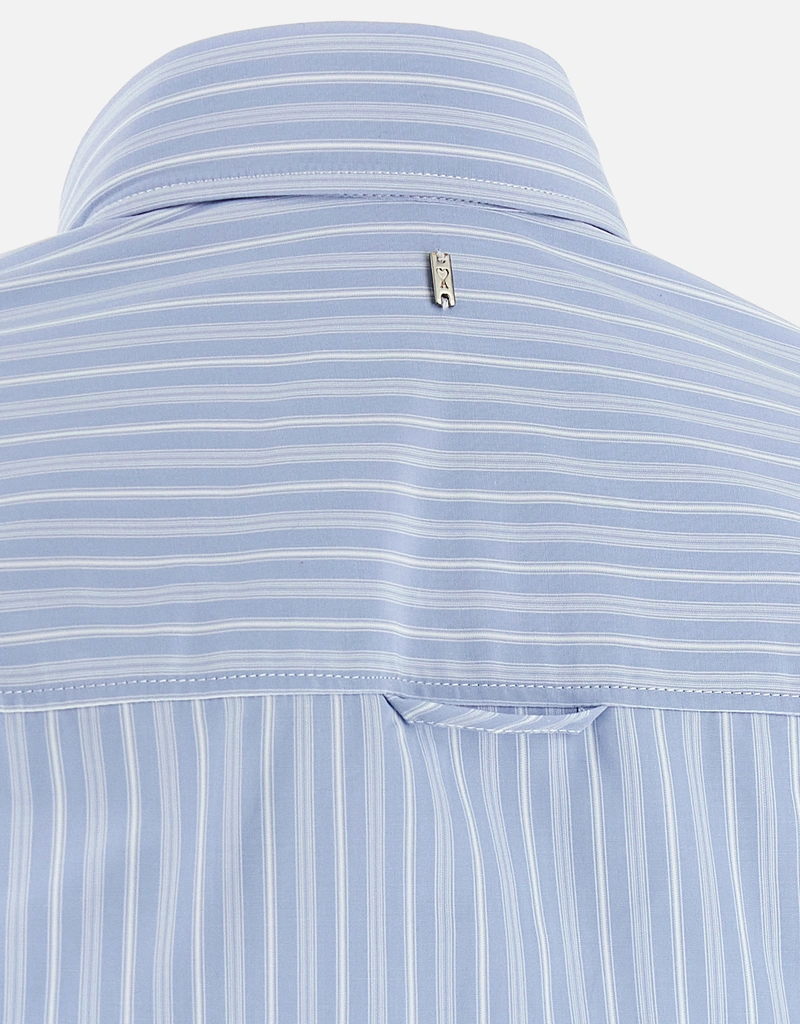 AMI Paris ブルーコットン長袖フリル調節シャツ (すべての新品) IFCHIC.COM