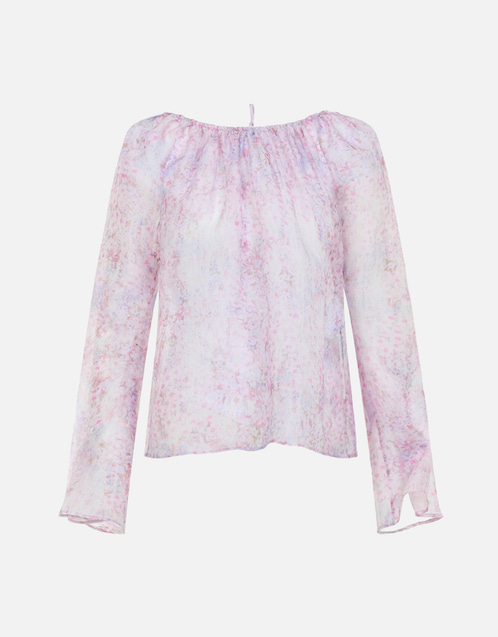 Alberta Ferretti シルクプリントフローラルオーガンザ長袖ブラウス