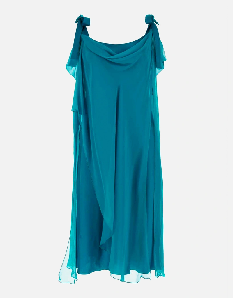 Teal Green Silk Dress - 40