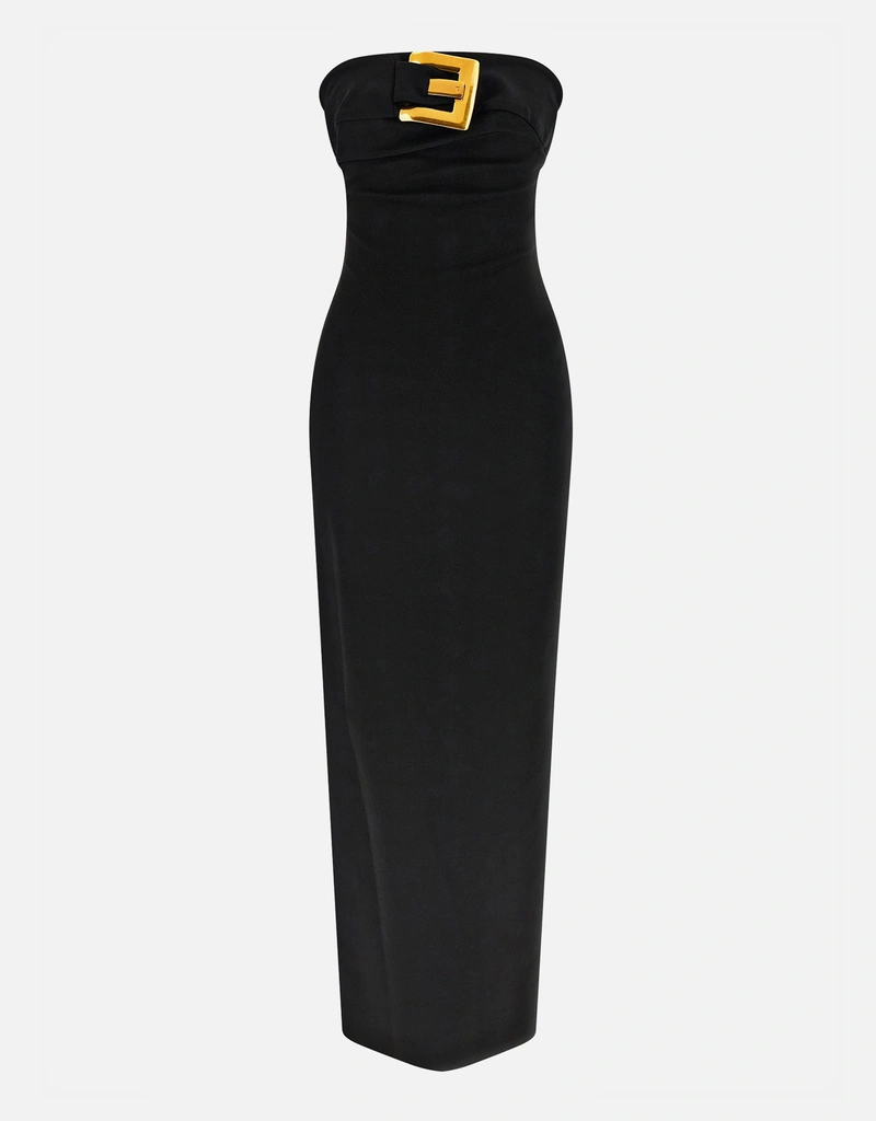 Balmain-Belt Dress Dresses Black-Dresses