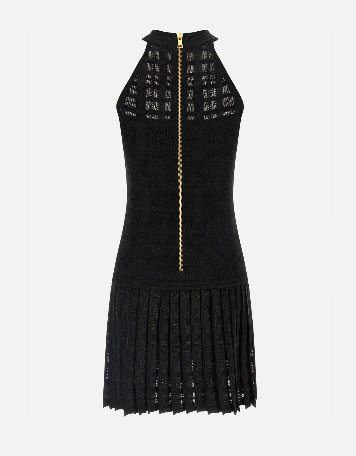 Balmain Tartan Knit Mini Dress - Black