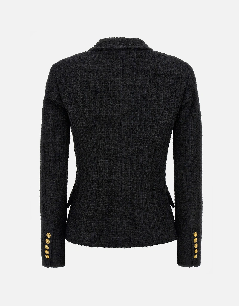 【定価60万以上✨️BALMAIN】 ツイード ジャケット千鳥 金ボタン 34 Balmain メリノウールツイードスリムフィット6ボタンジャケット