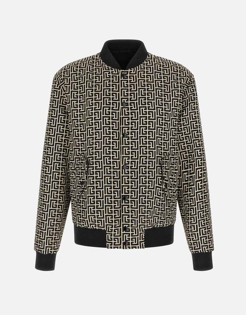 Balmain メンズモノグラムリバーシブルナイロンボンバージャケット