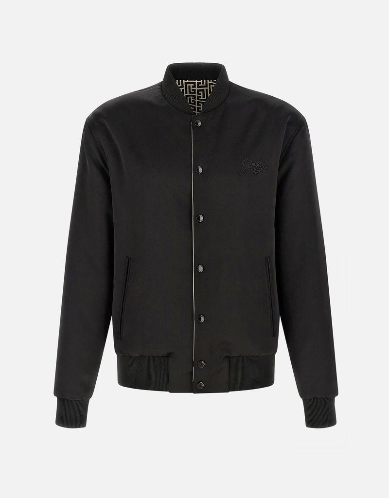 Balmain メンズモノグラムリバーシブルナイロンボンバージャケット