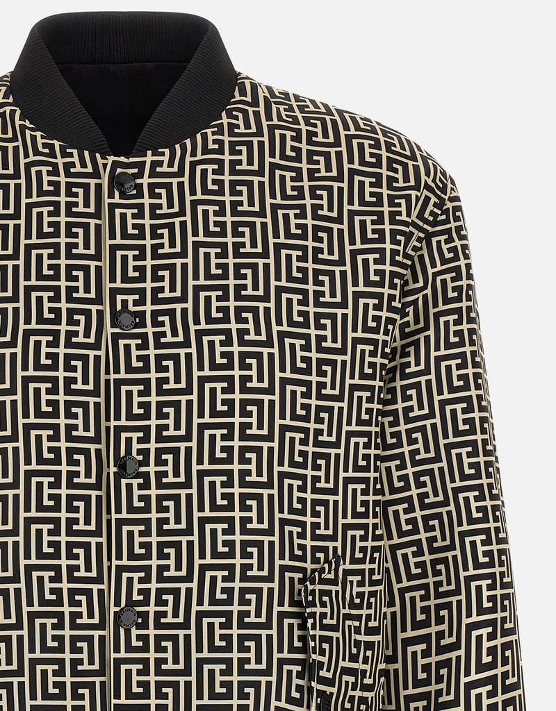 Balmain メンズモノグラムリバーシブルナイロンボンバージャケット
