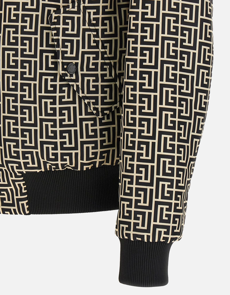 Balmain メンズモノグラムリバーシブルナイロンボンバージャケット Balmain メンズモノグラムリバーシブルナイロンボンバージャケット