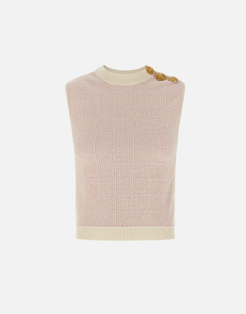 Balmain ボタン付きツイードニットクロップトップ (すべての新品