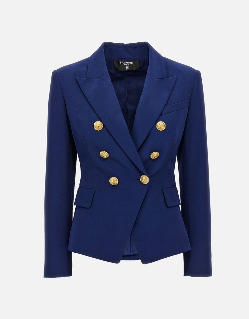 Balmain Crepe 6 Button Double-Breasted Blazer () IFCHIC.COM