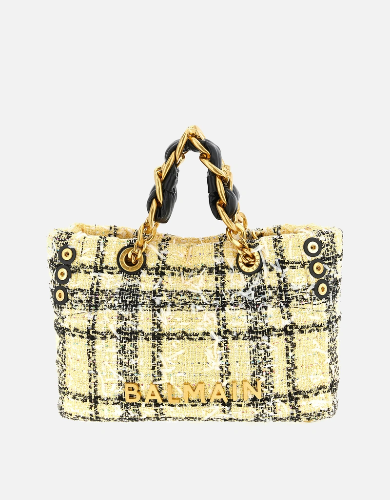Balmain 1945ソフト小さなチェックツイードトートバッグ () IFCHIC.COM Balmain 1945ソフト小さなチェックツイードトートバッグ () IFCHIC.COM