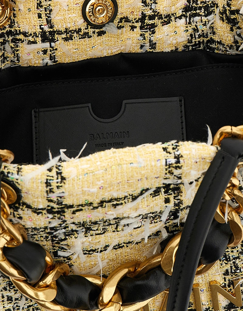 Balmain 1945ソフト小さなチェックツイードトートバッグ () IFCHIC.COM
