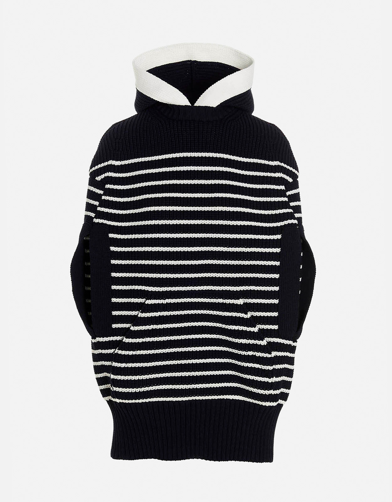 Sacai Striped Hooded Cape - 00　Sacai ストライプフード付きケープ - 00 Sacai
