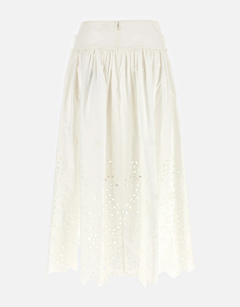 Self-Portrait ホワイトコットン刺繍ミディスカート () IFCHIC.COM