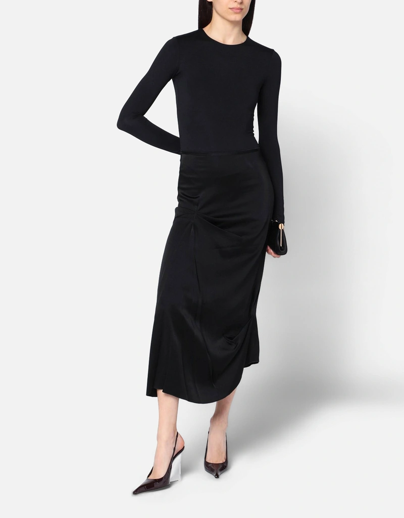 Victoria Beckham ブラックミディスカート ドレープ付き (ドレス