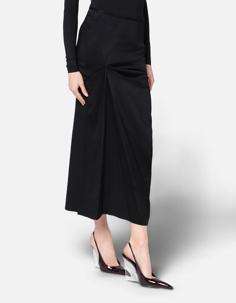 Victoria Beckham ブラックミディスカート ドレープ付き (ドレス