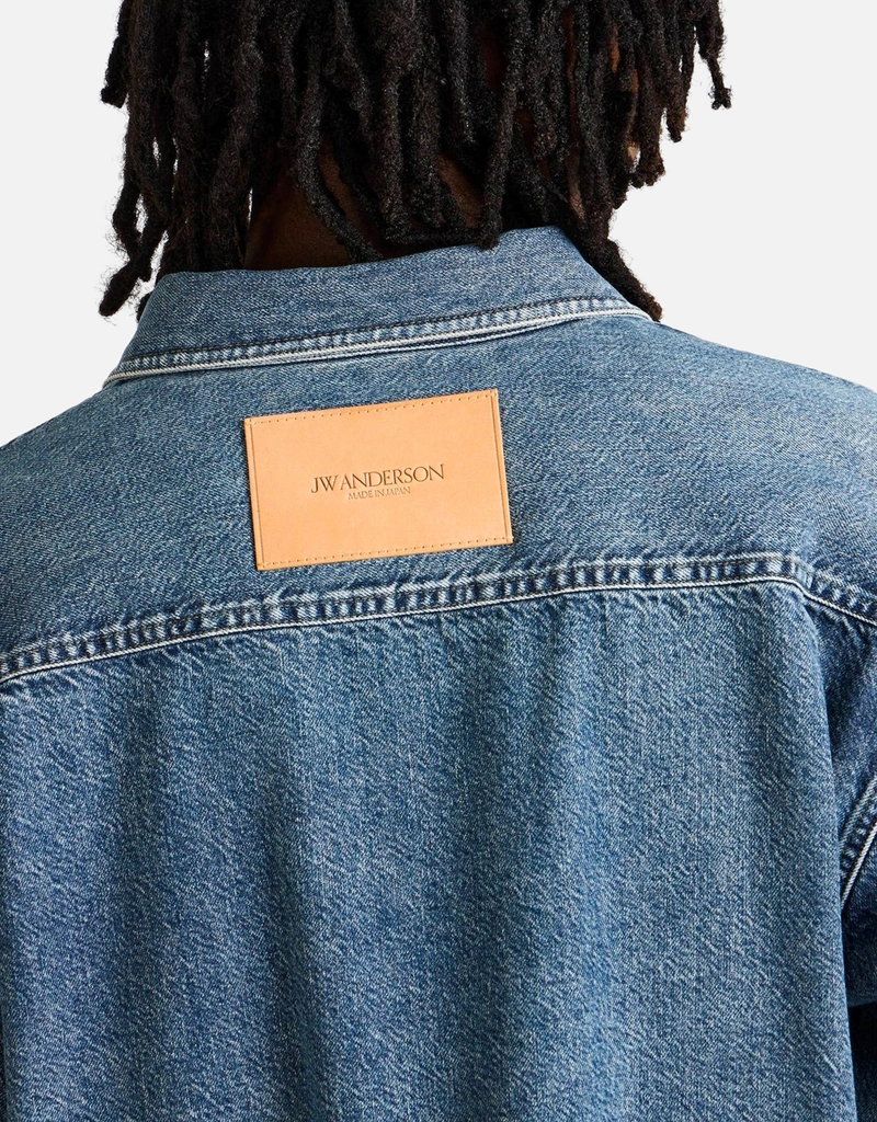 JW Anderson Men's Oversized Denim Shirt Mid Blue (Shirts) IFCHIC.COM