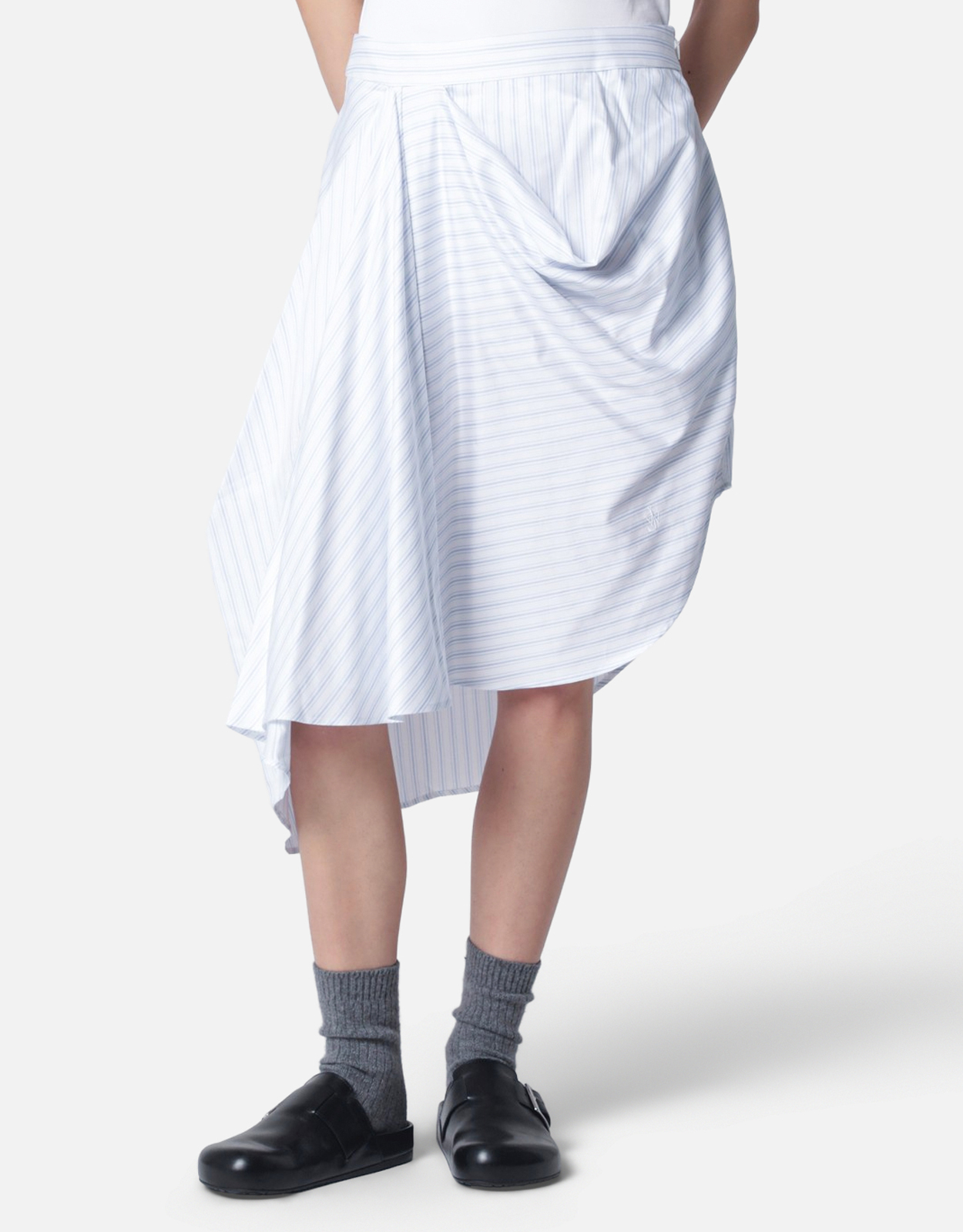 JW Anderson White Striped Draped Asymmetric Skirt – UK 6