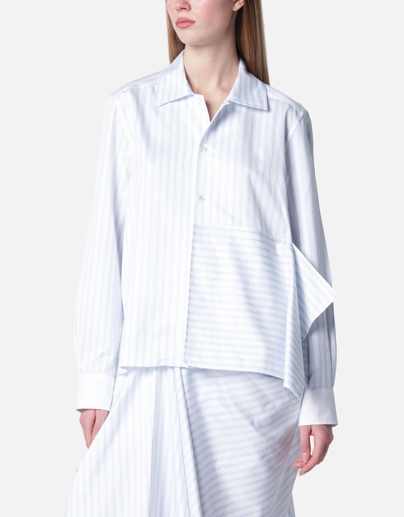 JW Anderson White striped asymmetric draped shirt (Tops) IFCHIC.COM