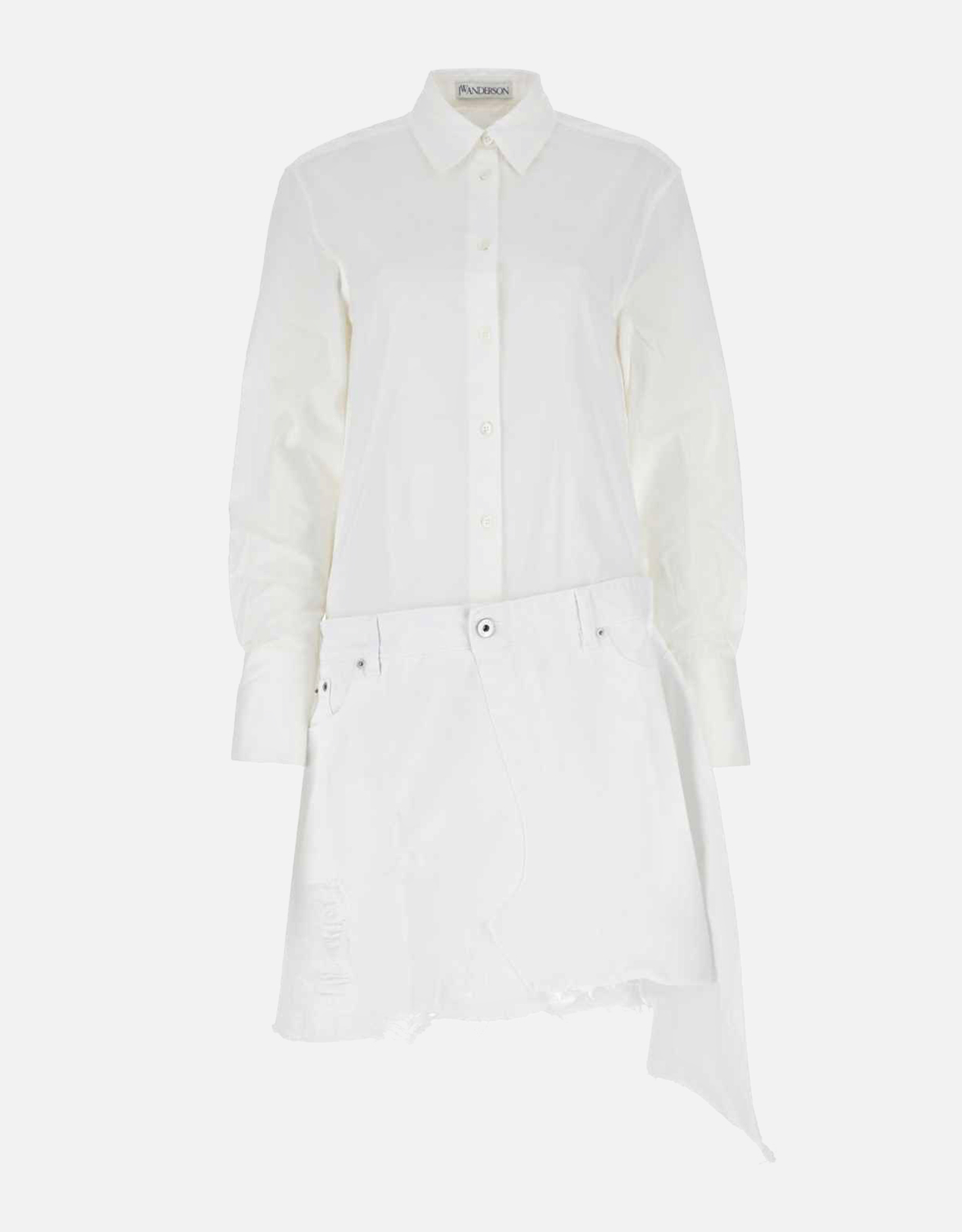 JW Anderson White Poplin And Denim Dress - UK 4　JW アンダーソン ホワイト ポプリンとデニム ドレス - UK 4 JW