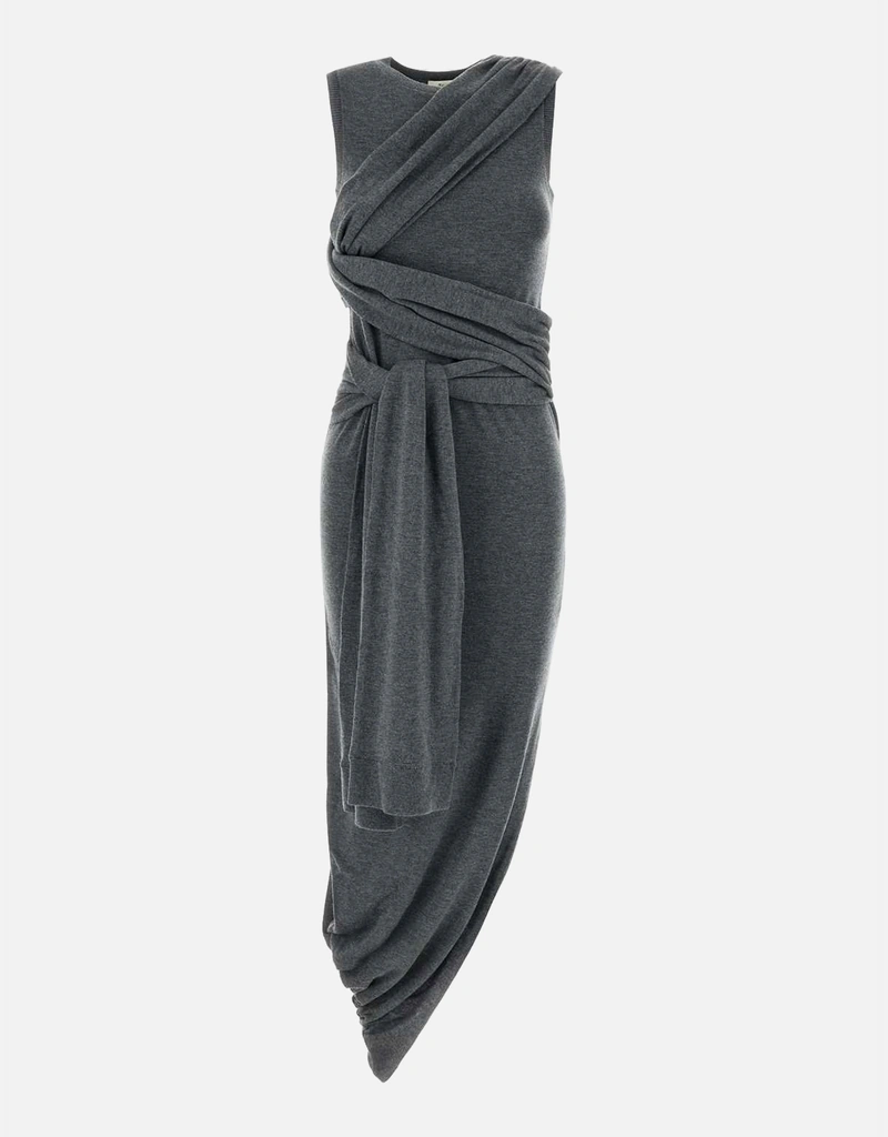 Jw Anderson Women's Asymmetric Draped Knit Dress in Grey | Size: Small