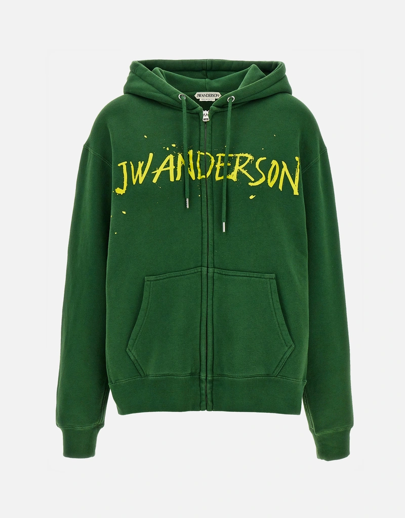 JW Anderson プリントジップフロントコットンフーディー (すべての新品