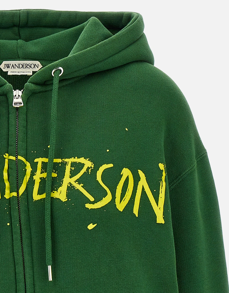 JW Anderson プリントジップフロントコットンフーディー (すべての新品