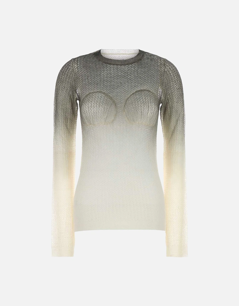 Maison Margiela シアーニット長袖ウール混クルーネックトップス