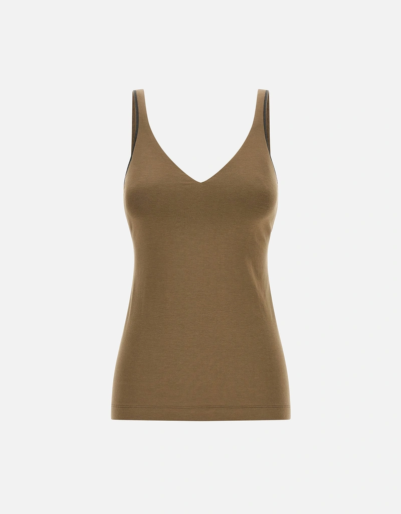 Brunello Cucinelli ジャージーストレッチコットンVネックロー・バック