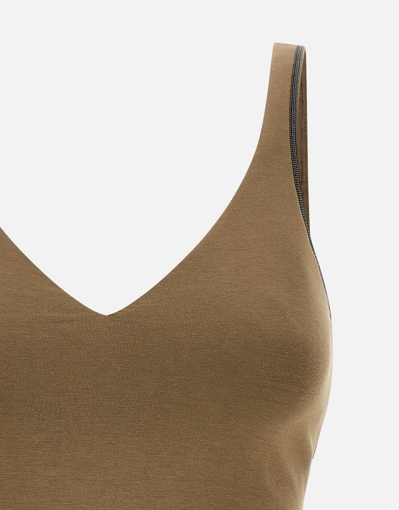 Brunello Cucinelli ジャージーストレッチコットンVネックロー・バック