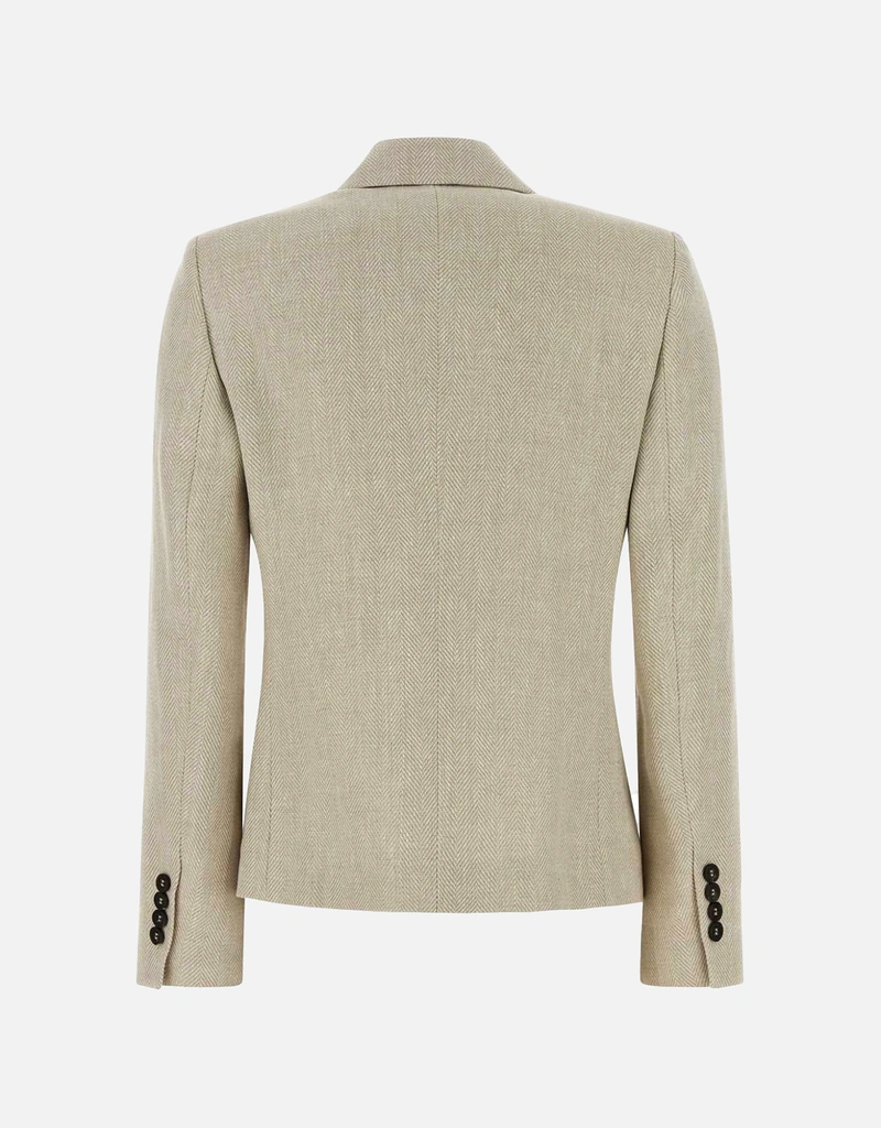 ブルネロクチネリ　 ダブルブレストブレザー Brunello Cucinelli メランジサンドリネン混紡ダブルブレストブレザー