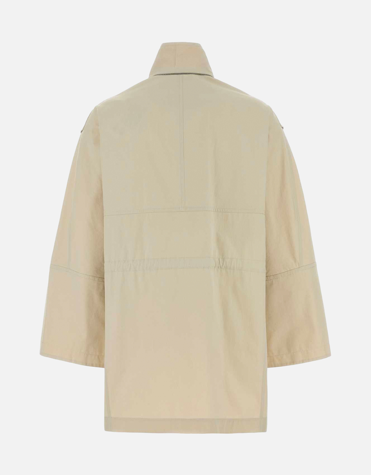 BRUNELLO CUCINELLI ライトベージュ　ナイロンジャケット薄中綿M Brunello Cucinelli サンドコットン混紡ハイネックジャケット (すべて