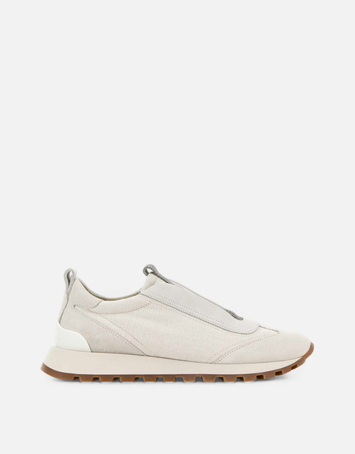 Brunello Cucinelli ライトグレー ファブリック スリッポン () IFCHIC.COM