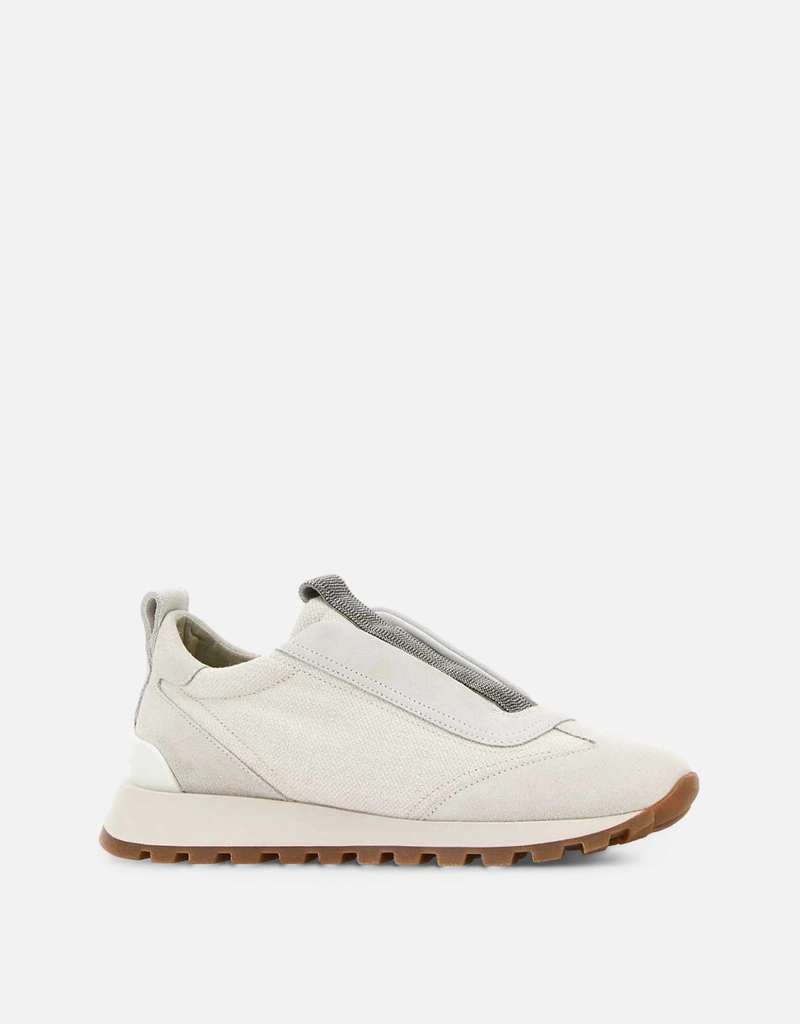 Brunello Cucinelli ライトグレー ファブリック スリッポン () IFCHIC.COM