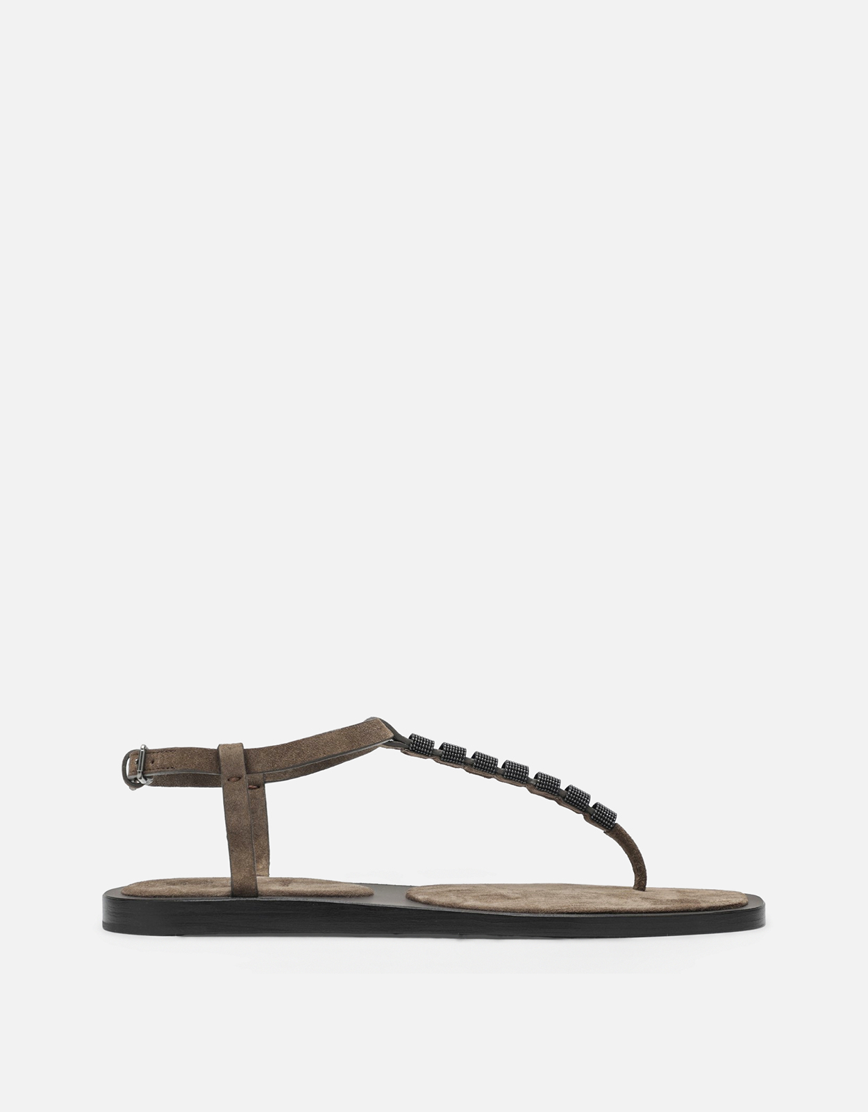 BRUNELLO CUCINELLI Brunello Cucinelli Suede Thong Sandals With Precious Straps - IT 36　Brunello Cucinelli 貴重なストラップ付きスエード トング サンダル - IT 36