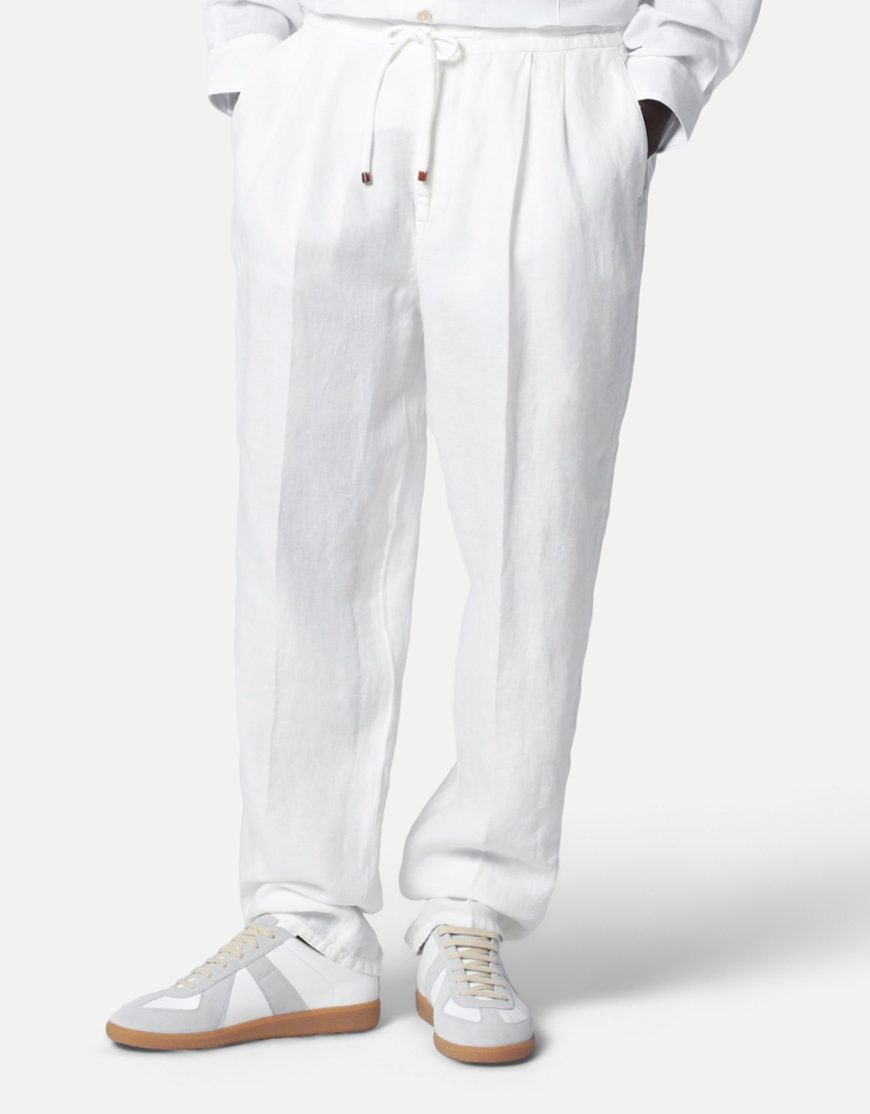 BRUNELLO CUCINELLI Brunello Cucinelli Men's Leisure Fit Linen Drawstring Trousers - IT 48　Brunello Cucinelli メンズ レジャーフィット リネン ドローストリング パンツ 