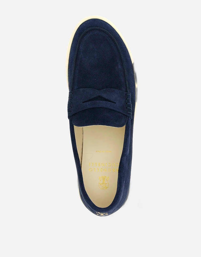 Brunello Cucinelli メンズカーフスエードレザースリッポンローファー