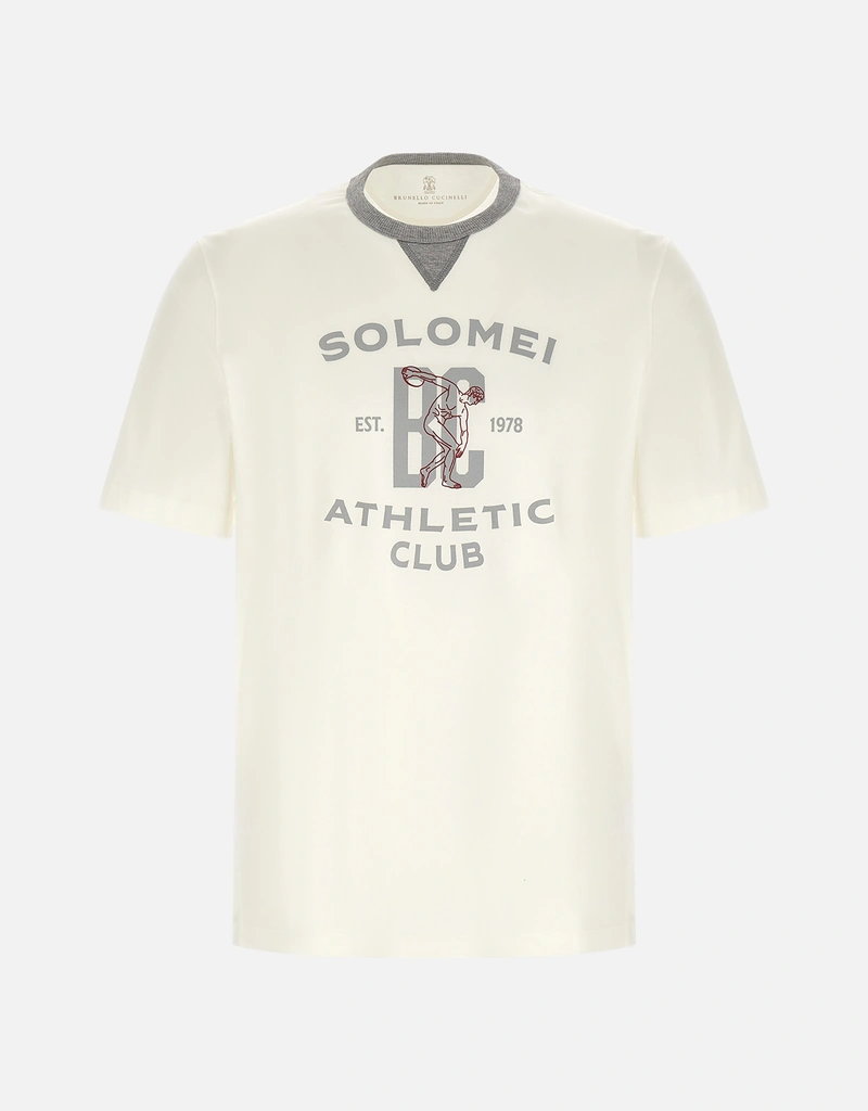 ブルネロクチネリ　Tシャツ　メンズ Brunello Cucinelli メンズプリントコットンTシャツ (すべての新品