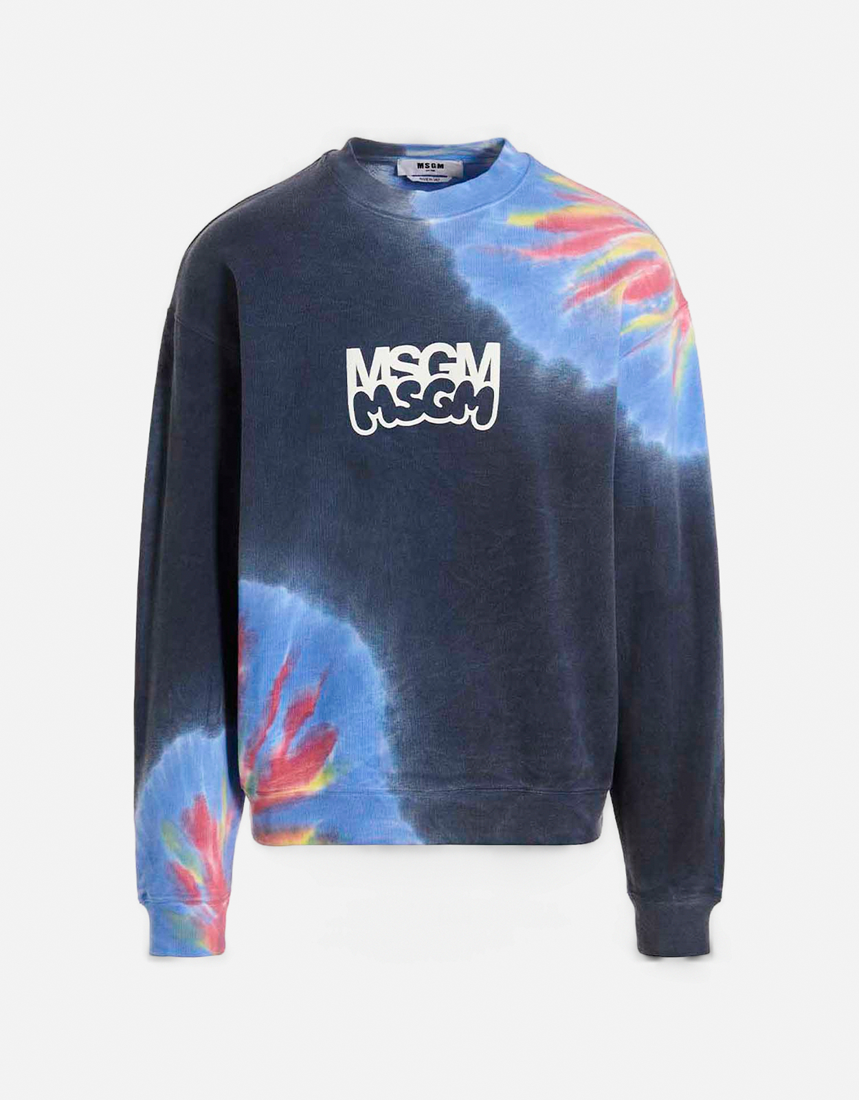 MSGM Men's Logo Print Tie Dye Cotton Comfort Fit Sweatshirts - XXS　MSGM メンズ ロゴ プリント タイダイ コットン コンフォート フィット スウェットシャツ - XXS MSGM