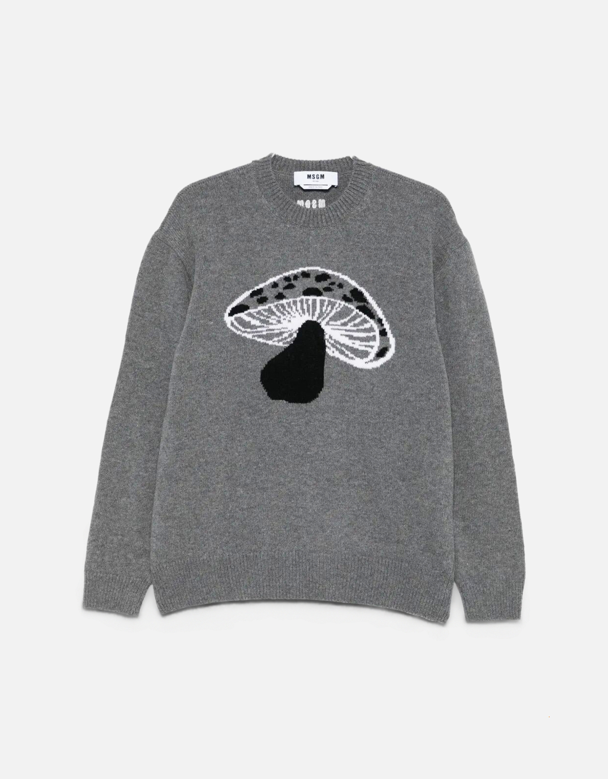 MSGM メンズ マッシュルーム・イントarsiア ウールブレンド プル