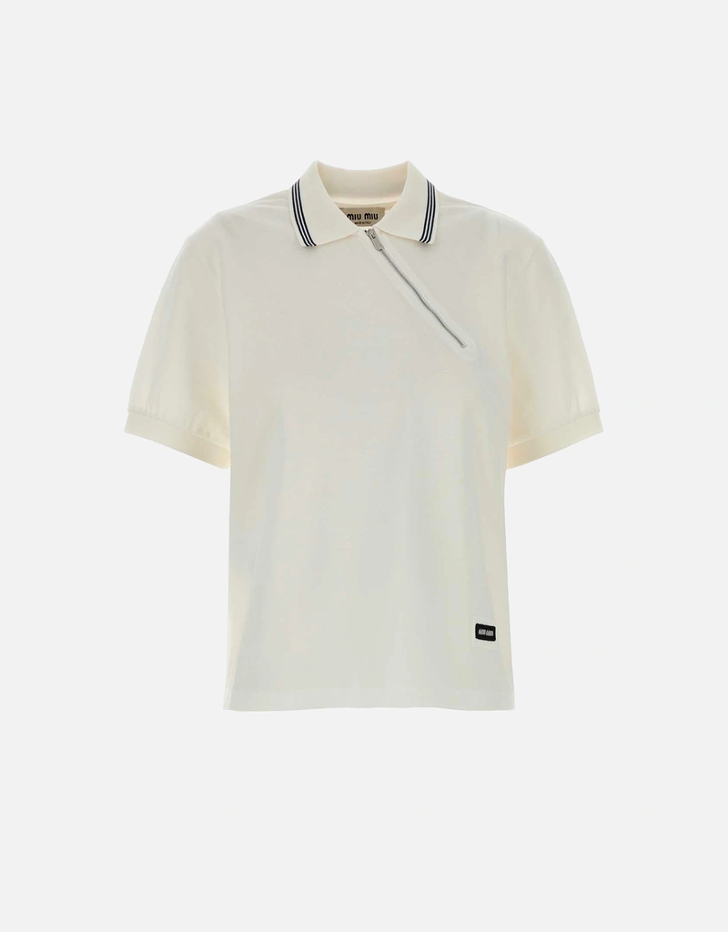 Miu Miu コットンピケジッパーポロシャツ (すべての新品) IFCHIC.COM